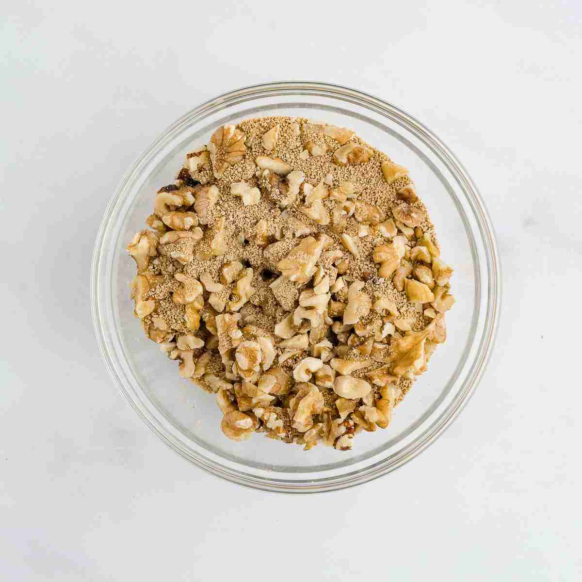 First topping ingredients for Granny Cake with fresh milled flour in small bowl