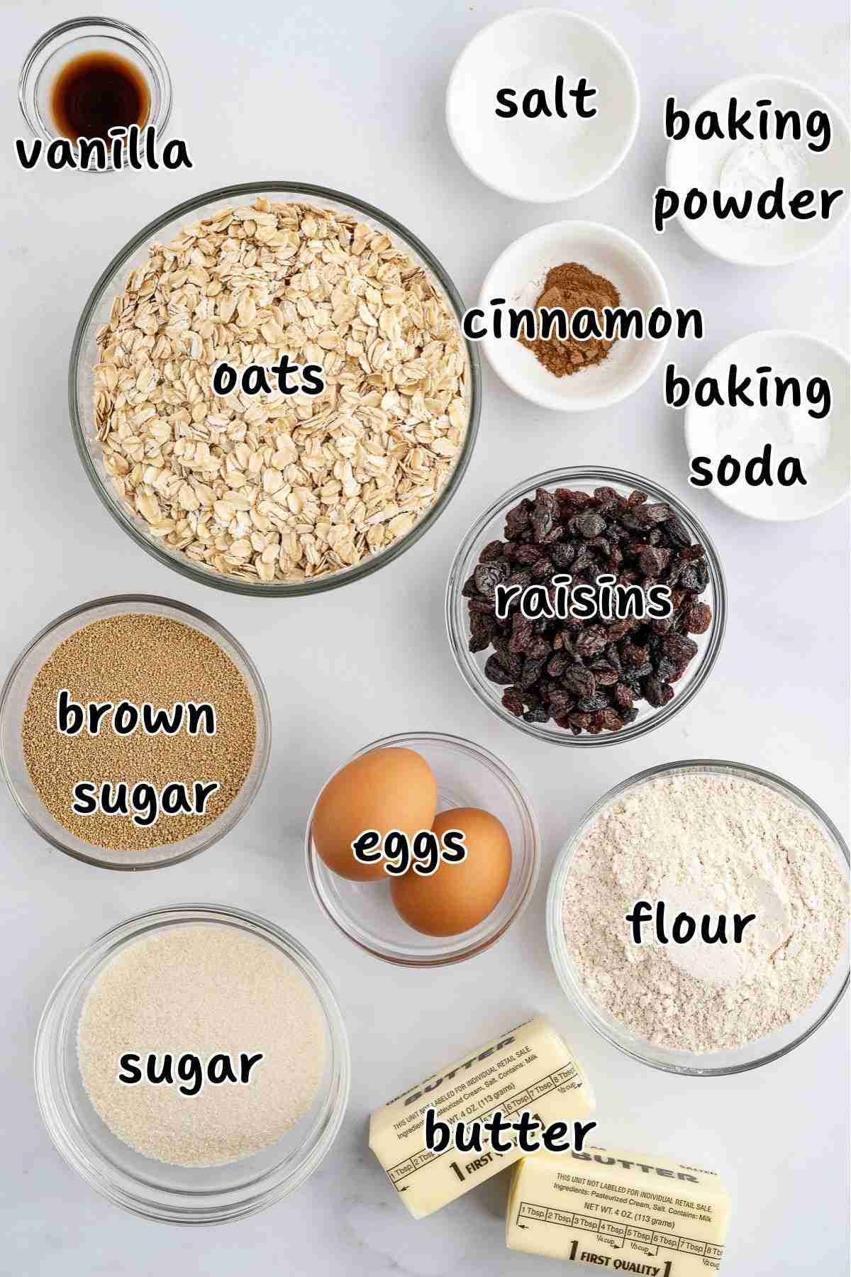 ingredients for oatmeal raisin cookie recipe