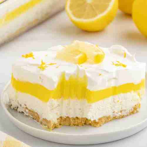 single serving of lemon lush with bite showing inside texture