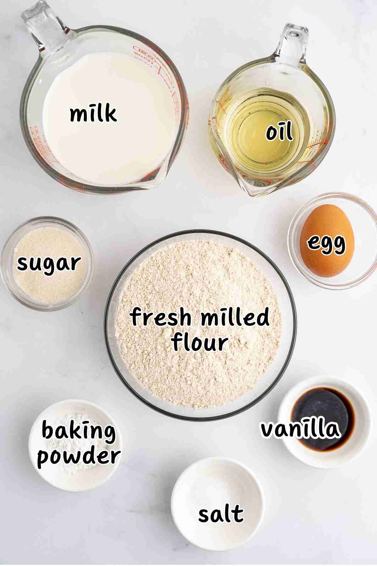ingredients for fresh milled flour waffles