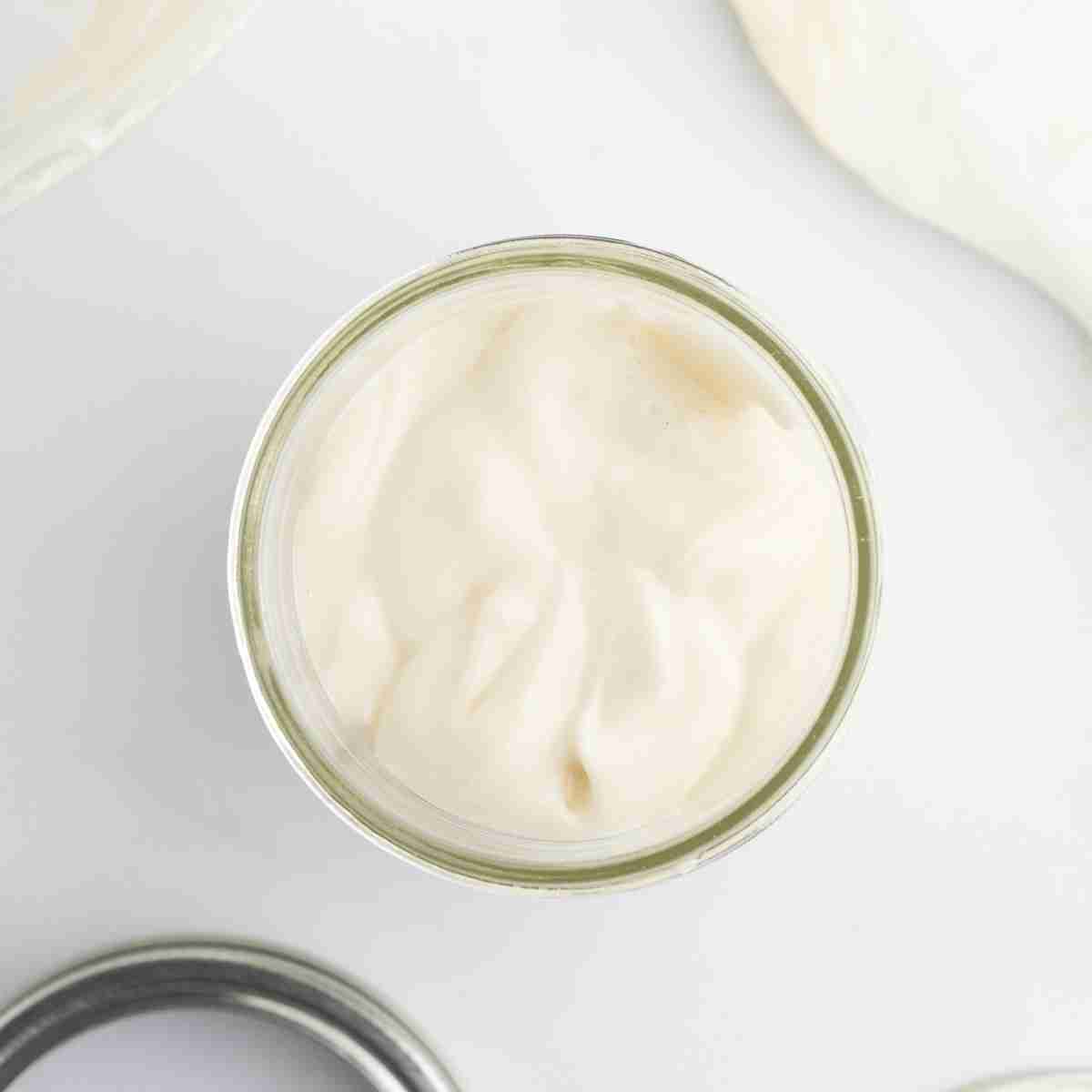 overhead view of a jar with cake release in i