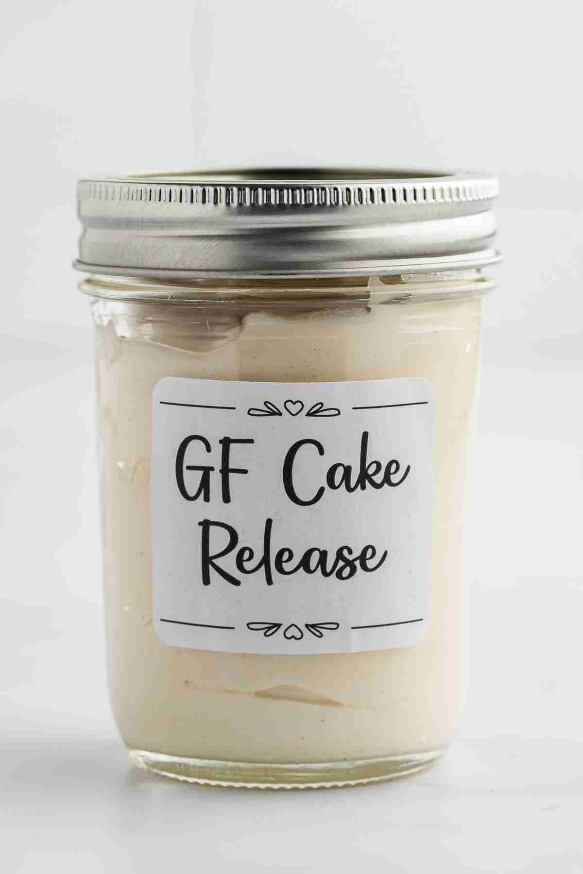a jar of gluten free cake release