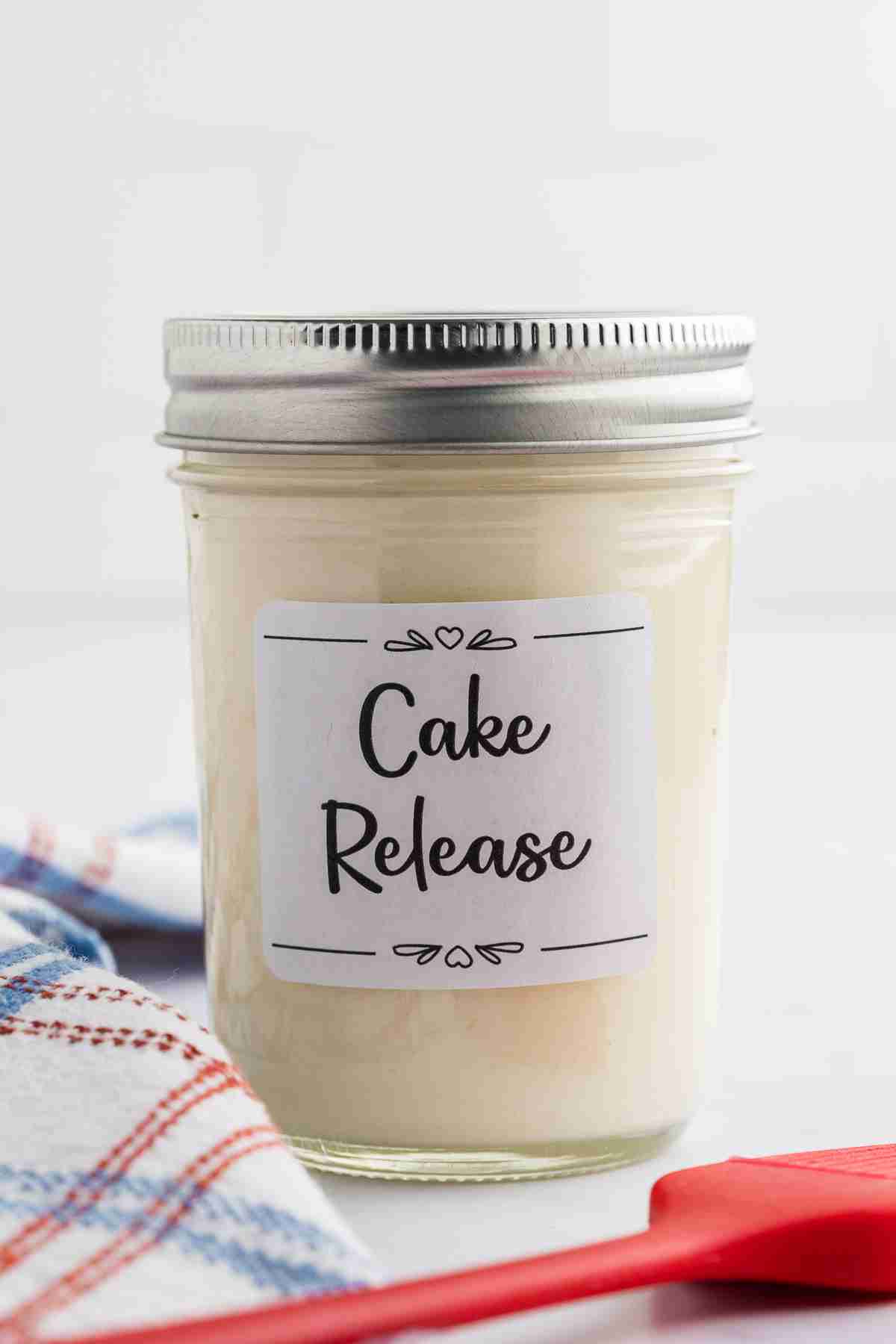 a jar of prepared cake release 