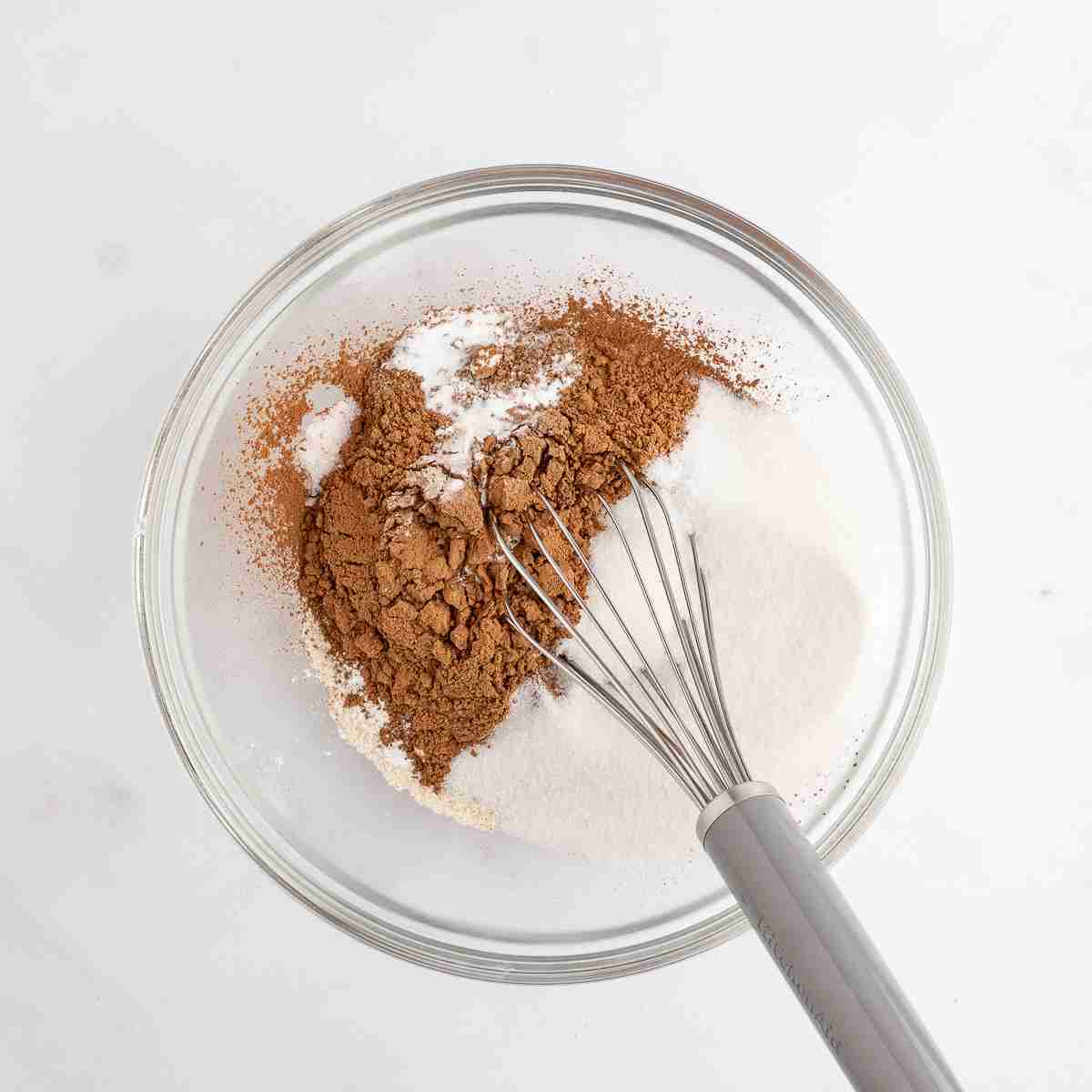mixing bowl with dry ingredients for fresh milled flour chocolate cupcakes